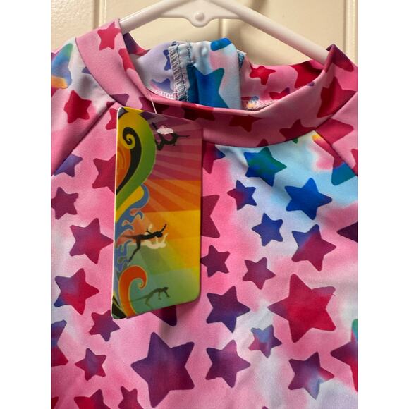 Girls One Piece Swimsuit Long Sleeve UPF 50+ Sun Ruffle Zipper Size Medium - Picture 5 of 5